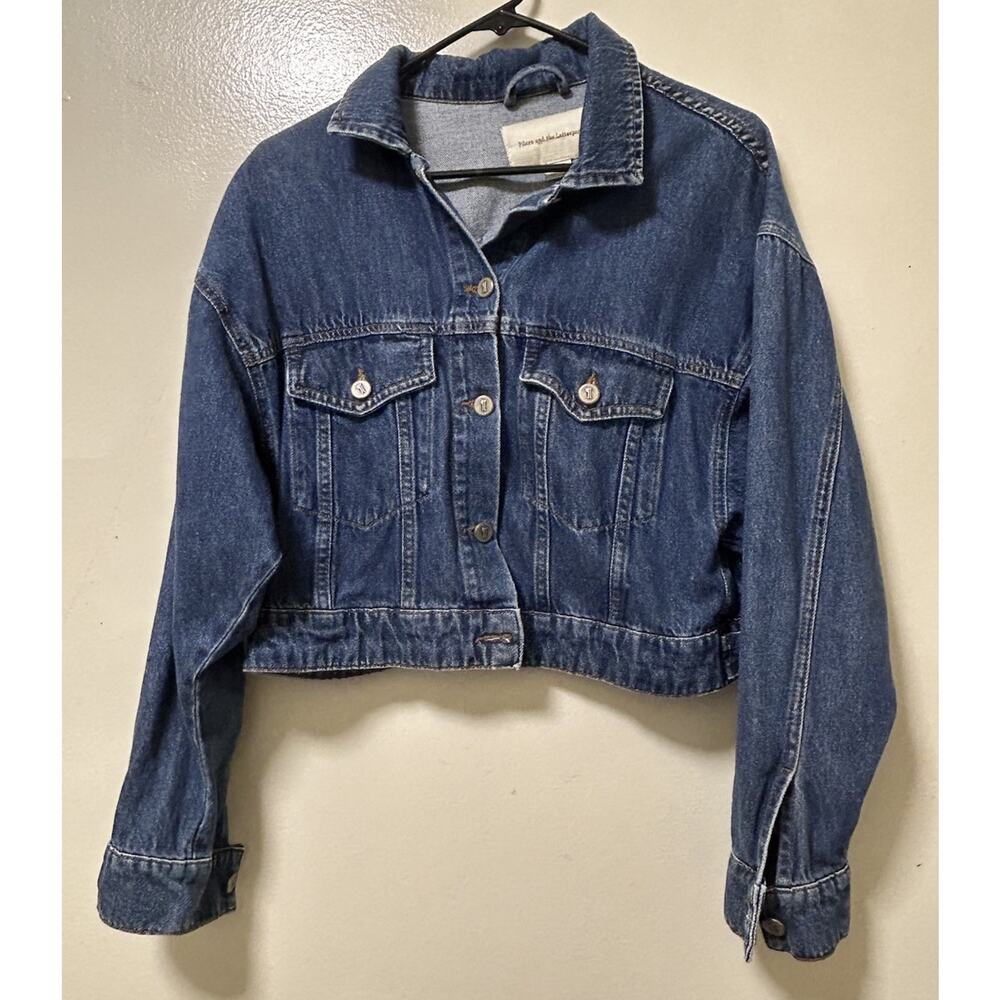 Anthropologie Pilcro and The Letterpress Womens Blue Jean Cropped Denim Jacket-M